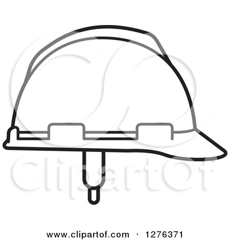 Clipart of a Black and White Hardhat - Royalty Free Vector Illustration by Lal Perera