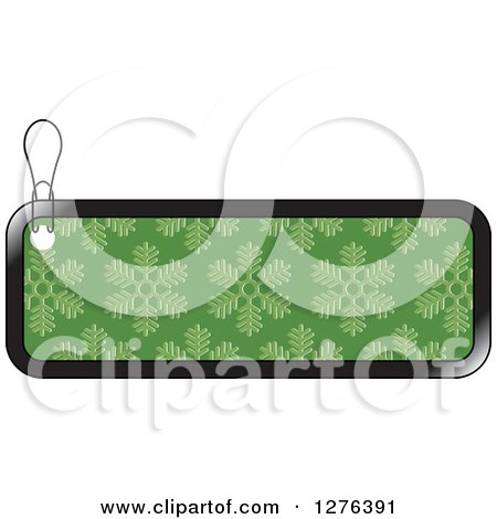 Clipart of a Black and Green Snowflake Patterned Christmas Retail or Gift Tag - Royalty Free Vector Illustration by Lal Perera