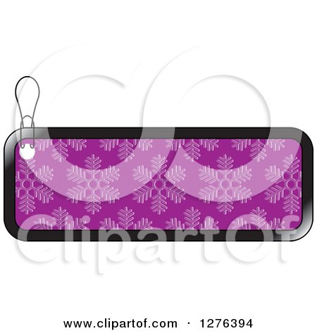 Clipart of a Black and Purple Snowflake Patterned Christmas Retail or Gift Tag - Royalty Free Vector Illustration by Lal Perera