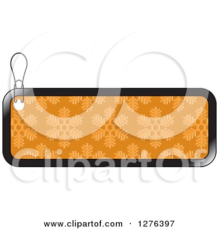 Clipart of a Black and Orange Snowflake Patterned Christmas Retail or Gift Tag - Royalty Free Vector Illustration by Lal Perera