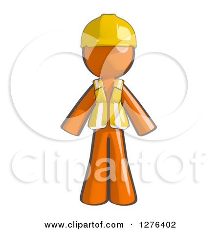 Clipart of a Sketched Construction Worker Orange Man in a Vest - Royalty Free Illustration by Leo Blanchette