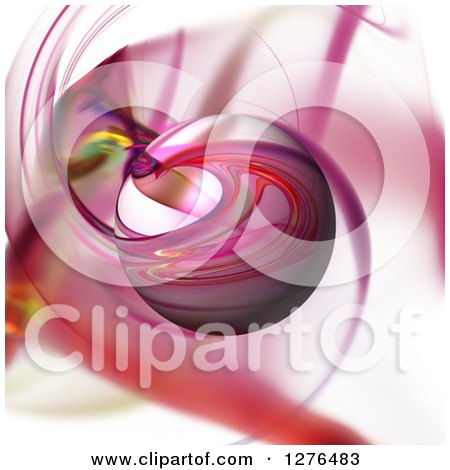 Clipart of a 3d Pink Fractal Sphere on a Matching Background - Royalty Free Illustration by oboy
