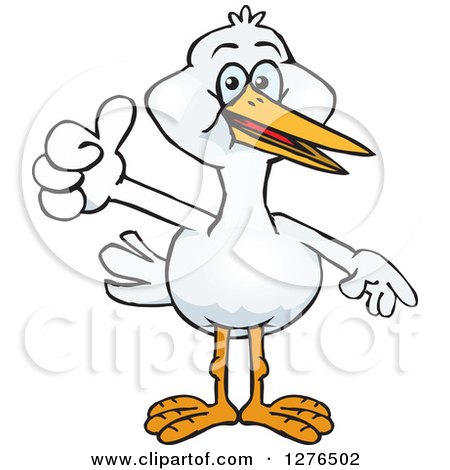 Clipart of a Stork Holding a Thumb up - Royalty Free Vector Illustration by Dennis Holmes Designs