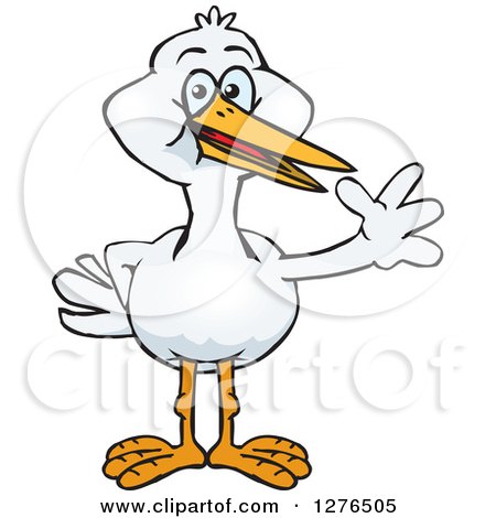 Clipart of a Stork Waving - Royalty Free Vector Illustration by Dennis Holmes Designs