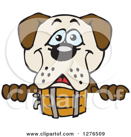 Clipart of a Happy St Bernard Dog Peeking over a Sign - Royalty Free Vector Illustration by Dennis Holmes Designs