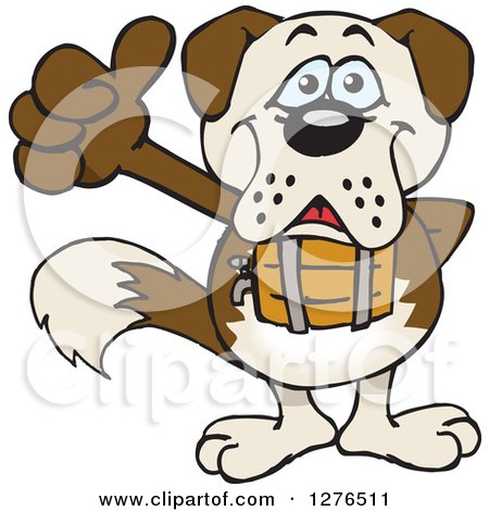 Clipart of a Happy St Bernard Dog Giving a Thumb up - Royalty Free Vector Illustration by Dennis Holmes Designs