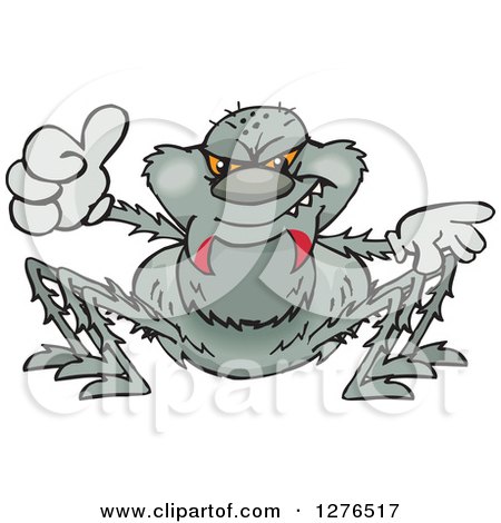 Clipart of a Spider Holding a Thumb up - Royalty Free Vector Illustration by Dennis Holmes Designs