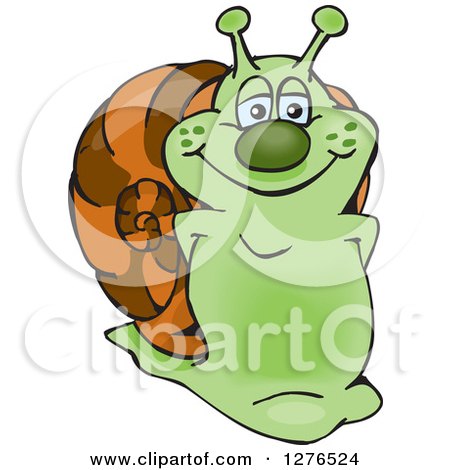 Clipart of a Happy Green Snail - Royalty Free Vector Illustration by Dennis Holmes Designs