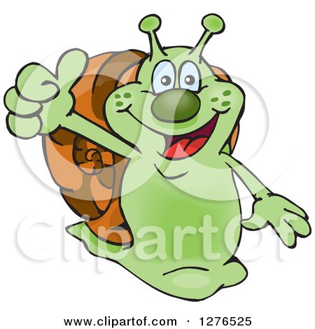 Clipart of a Happy Green Snail Giving a Thumb up - Royalty Free Vector Illustration by Dennis Holmes Designs