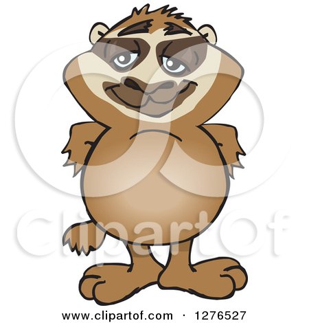 Clipart of a Happy Sloth Standing - Royalty Free Vector Illustration by Dennis Holmes Designs