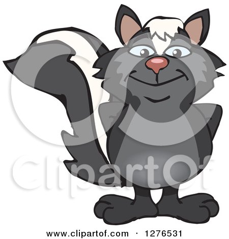 Clipart of a Happy Skunk Standing - Royalty Free Vector Illustration by Dennis Holmes Designs