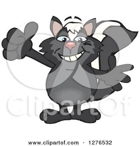 Clipart of a Happy Skunk Holding a Thumb up - Royalty Free Vector Illustration by Dennis Holmes Designs