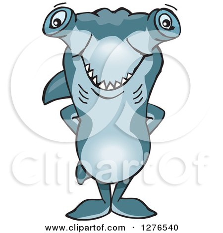 Clipart of a Hammerhead Shark Standing - Royalty Free Vector Illustration by Dennis Holmes Designs