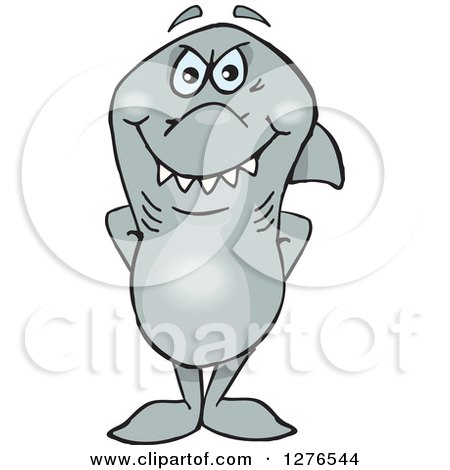Clipart of a Gray Shark Standing - Royalty Free Vector Illustration by Dennis Holmes Designs