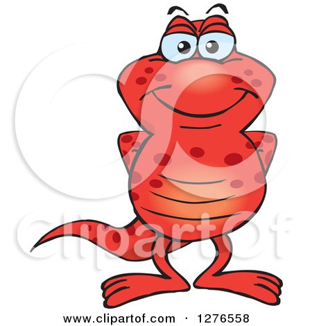 Clipart of a Happy Red Salamander Standing - Royalty Free Vector Illustration by Dennis Holmes Designs