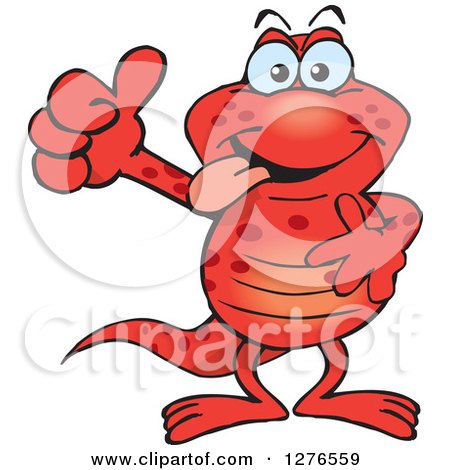 Clipart of a Happy Red Salamander Holding a Thumb up - Royalty Free Vector Illustration by Dennis Holmes Designs