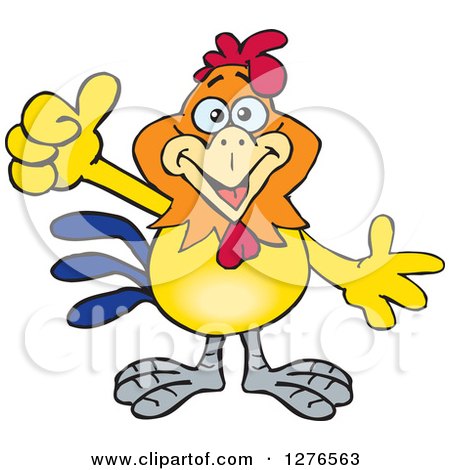 Clipart of a Happy Rooster Holding a Thumb up - Royalty Free Vector Illustration by Dennis Holmes Designs