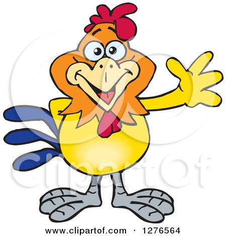 Clipart of a Happy Rooster Waving - Royalty Free Vector Illustration by Dennis Holmes Designs