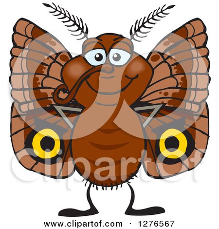 Clipart of a Happy Brown Moth - Royalty Free Vector Illustration by Dennis Holmes Designs