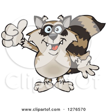 Clipart of a Happy Raccoon Holding a Thumb up - Royalty Free Vector Illustration by Dennis Holmes Designs