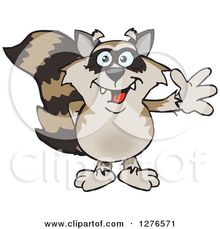 Clipart of a Happy Raccoon Waving - Royalty Free Vector Illustration by Dennis Holmes Designs