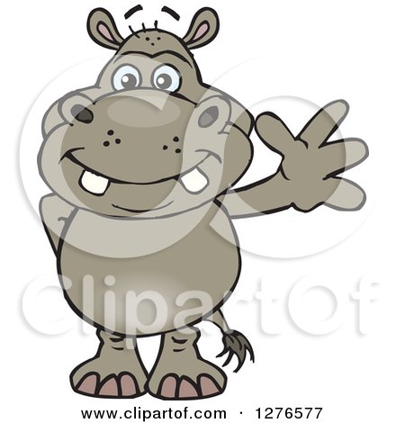 Clipart of a Happy Hippo Waving - Royalty Free Vector Illustration by Dennis Holmes Designs