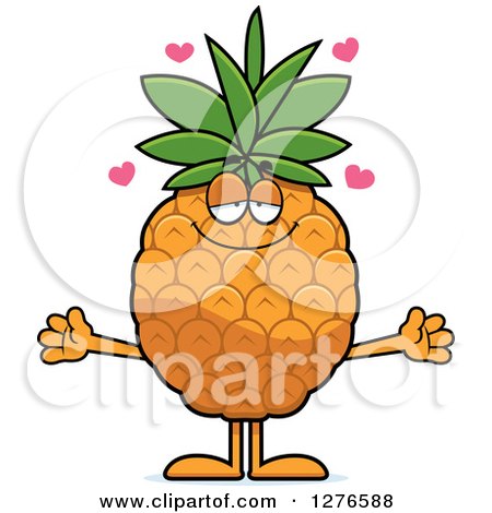 Clipart of a Sweet Pineapple Character with Open Arms - Royalty Free Vector Illustration by Cory Thoman