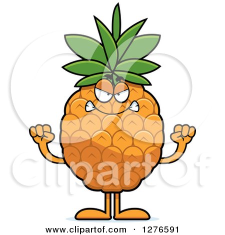 Clipart of a Mad Pineapple Character Holding up Fists - Royalty Free Vector Illustration by Cory Thoman