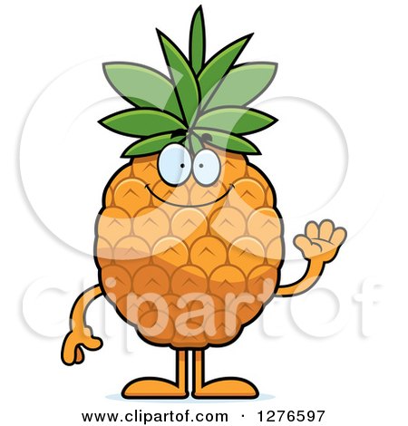 Clipart of a Friendly Waving Pineapple Character - Royalty Free Vector Illustration by Cory Thoman