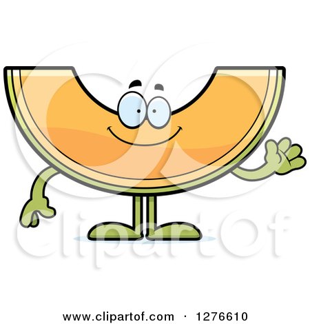 Clipart of a Friendly Waving Cantaloupe Melon Character - Royalty Free Vector Illustration by Cory Thoman