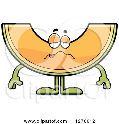 Clipart of a Sick Cantaloupe Melon Character - Royalty Free Vector Illustration by Cory Thoman