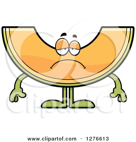 Clipart of a Depressed Cantaloupe Melon Character - Royalty Free Vector Illustration by Cory Thoman