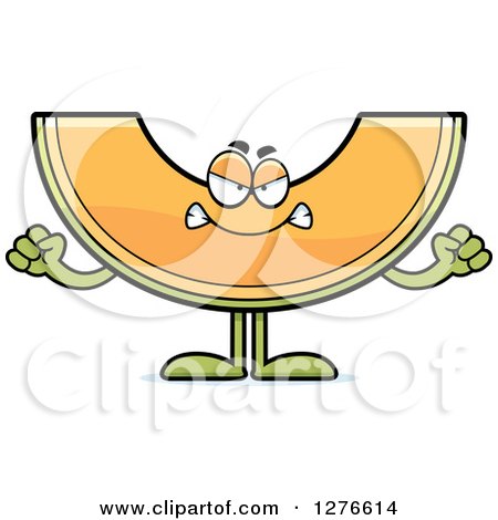 Clipart of a Mad Cantaloupe Melon Character Holding up Fists - Royalty Free Vector Illustration by Cory Thoman