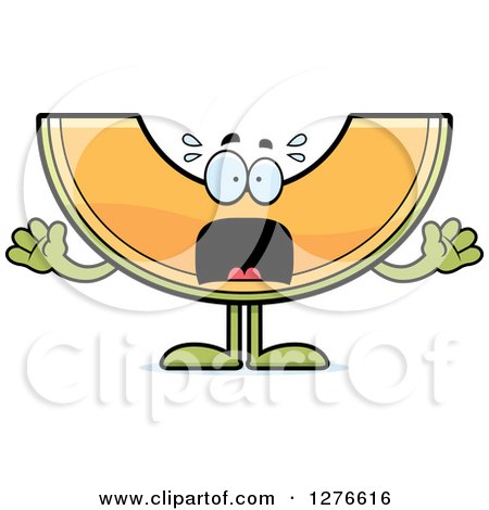 Clipart of a Scared Screaming Cantaloupe Melon Character - Royalty Free Vector Illustration by Cory Thoman