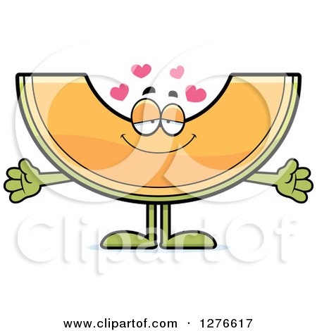Clipart of a Sweet Cantaloupe Melon Character Wanting a Hug - Royalty Free Vector Illustration by Cory Thoman