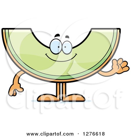 Clipart of a Friendly Waving Honeydew Melon Character - Royalty Free Vector Illustration by Cory Thoman