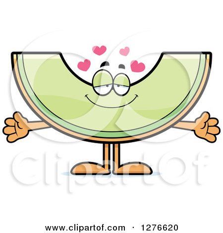 Clipart of a Sweet Honeydew Melon Character Wanting a Hug - Royalty Free Vector Illustration by Cory Thoman