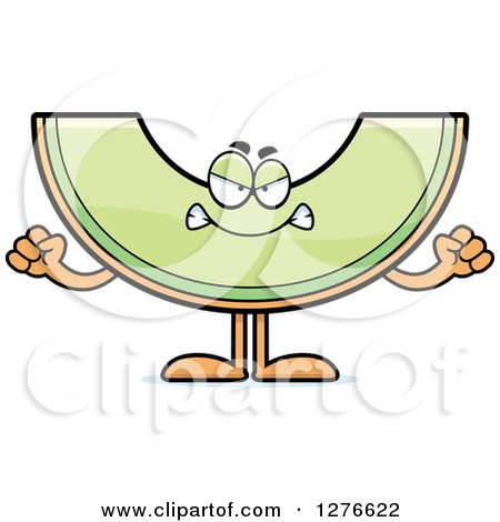 Clipart of a Mad Honeydew Melon Character Holding up Fists - Royalty Free Vector Illustration by Cory Thoman