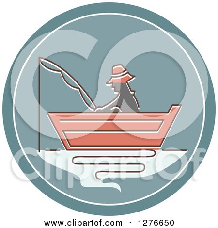 Clipart of a Fisherman in a Boat Icon - Royalty Free Vector Illustration by BNP Design Studio