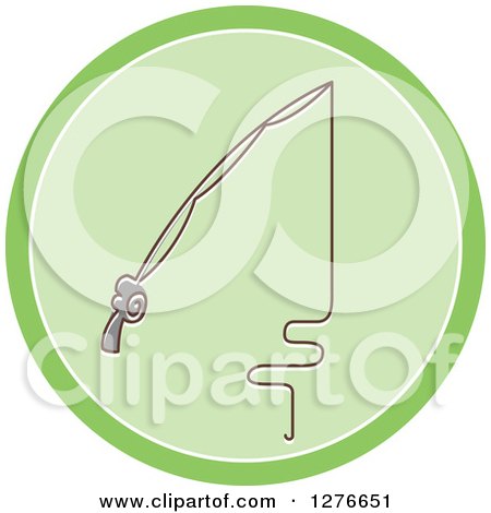 Clipart of a Green Fishing Pole Icon - Royalty Free Vector Illustration by BNP Design Studio
