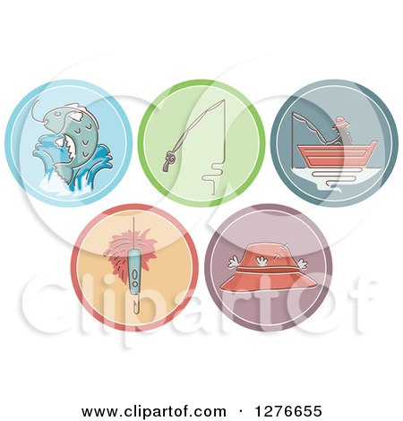 Clipart of Fishing and Angling Icons - Royalty Free Vector Illustration by BNP Design Studio