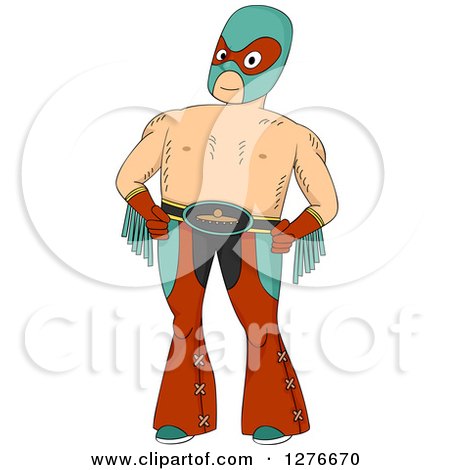 Clipart of a Posing Mexican Wrestler - Royalty Free Vector Illustration by BNP Design Studio