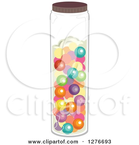 Clipart of a Jar Full of Colorful Gum Balls - Royalty Free Vector Illustration by BNP Design Studio