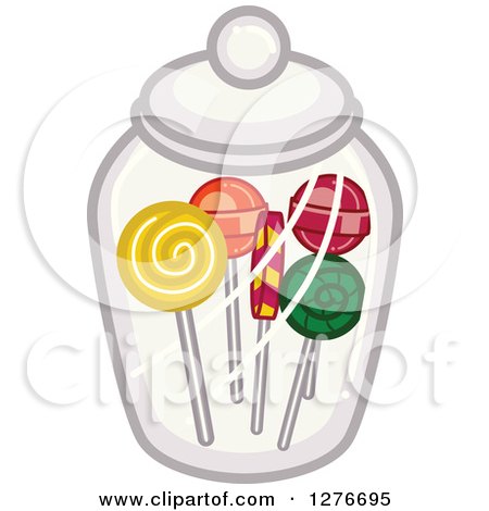 Clipart of Lolipops in a Candy Jar - Royalty Free Vector Illustration by BNP Design Studio