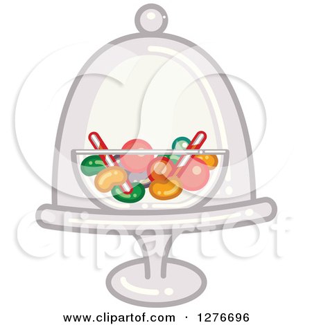 Clipart of a Bowl of Candy in a Stand and Dome - Royalty Free Vector Illustration by BNP Design Studio