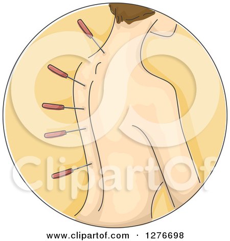 Clipart of a Woman with Acupuncture Needles in Her Back Icon - Royalty Free Vector Illustration by BNP Design Studio