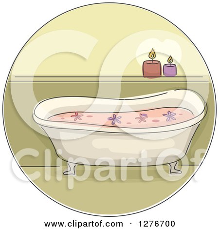 Clipart of a Bath Tub with Flowers and Candles - Royalty Free Vector Illustration by BNP Design Studio