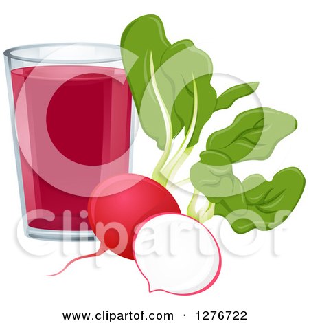 Clipart of a Glass of Vegetable Juice with Radishes - Royalty Free Vector Illustration by BNP Design Studio