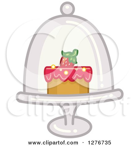 Clipart of a Cake in a Stand and Dome - Royalty Free Vector Illustration by BNP Design Studio