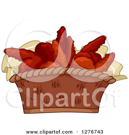 Clipart of a Basket of Appetizer Buffalo Wings - Royalty Free Vector Illustration by BNP Design Studio